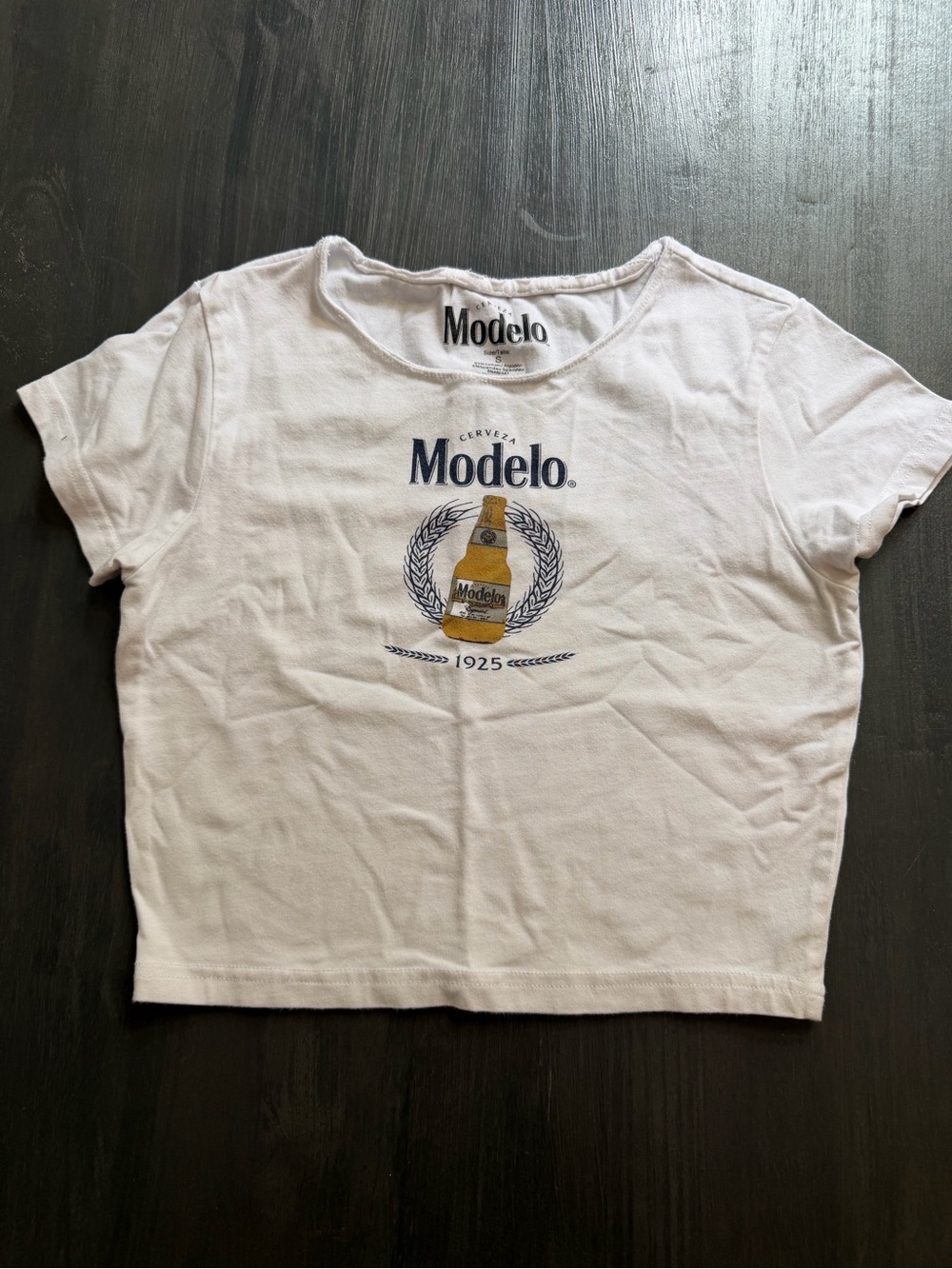 Modelo Beer Graphic Crop Tee White Size Small